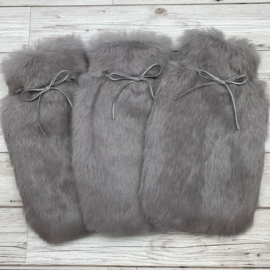 Grey Rabbit Fur Luxury Hot Water Bottle - Small - Luxury Gift - The Fur Hot Water Bottle Company