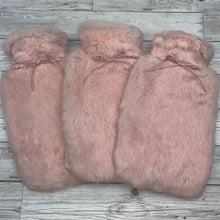 Pink Luxury Rabbit Fur Hot Water Bottle - Large - Peony Pink - The Fur Hot Water Bottle Company