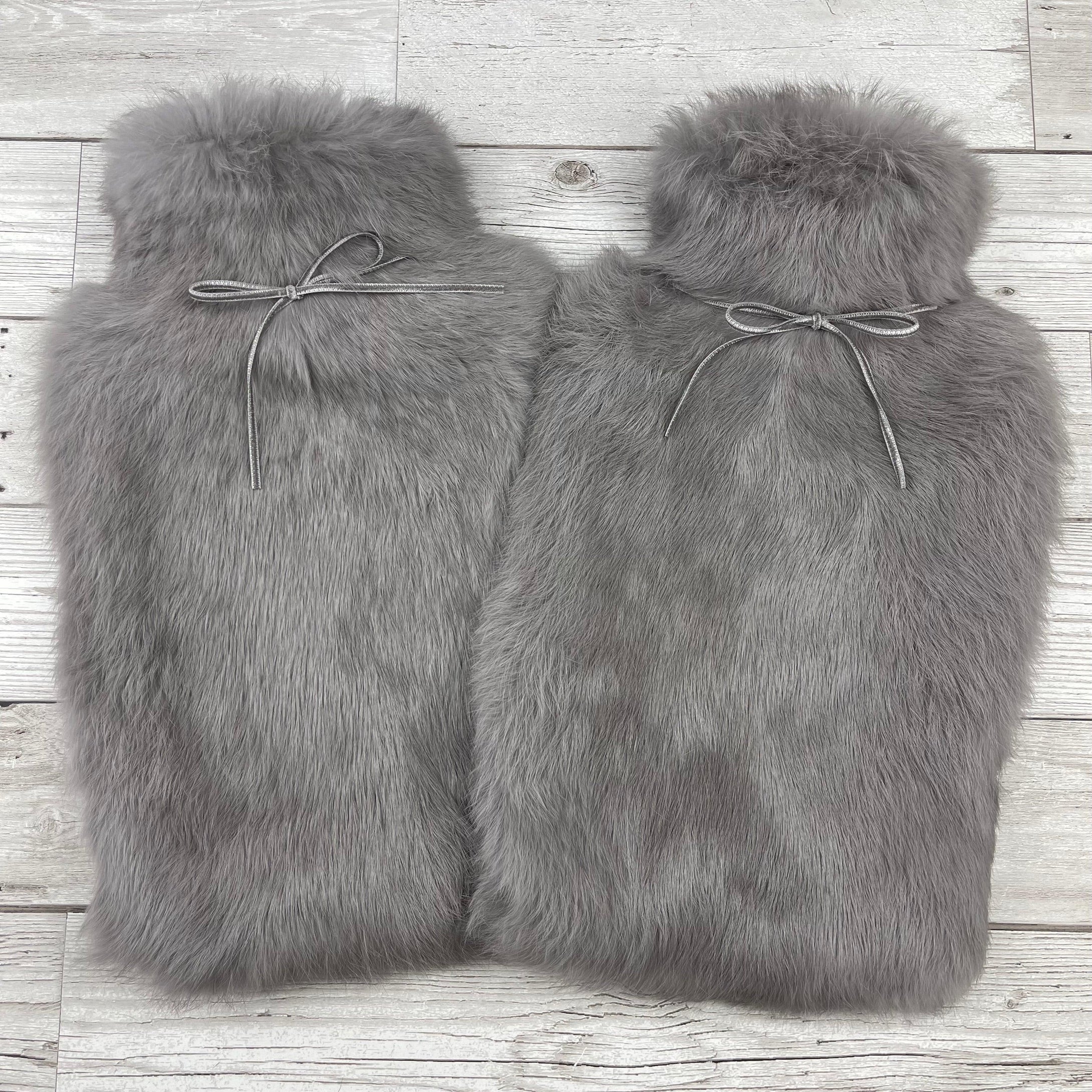 grey fur hot water bottles | grey hot water bottle | fur hot water bottle