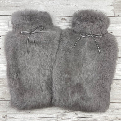 grey fur hot water bottles | grey hot water bottle | fur hot water bottle