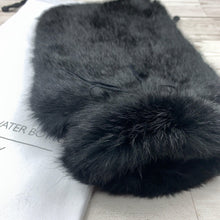 Black Luxury Rabbit Fur Hot Water Bottle - Large - The Ultimate Gift - The Fur Hot Water Bottle Company