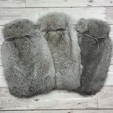 Chinchilla Grey Rabbit Fur Hot Water Bottle - Small 4