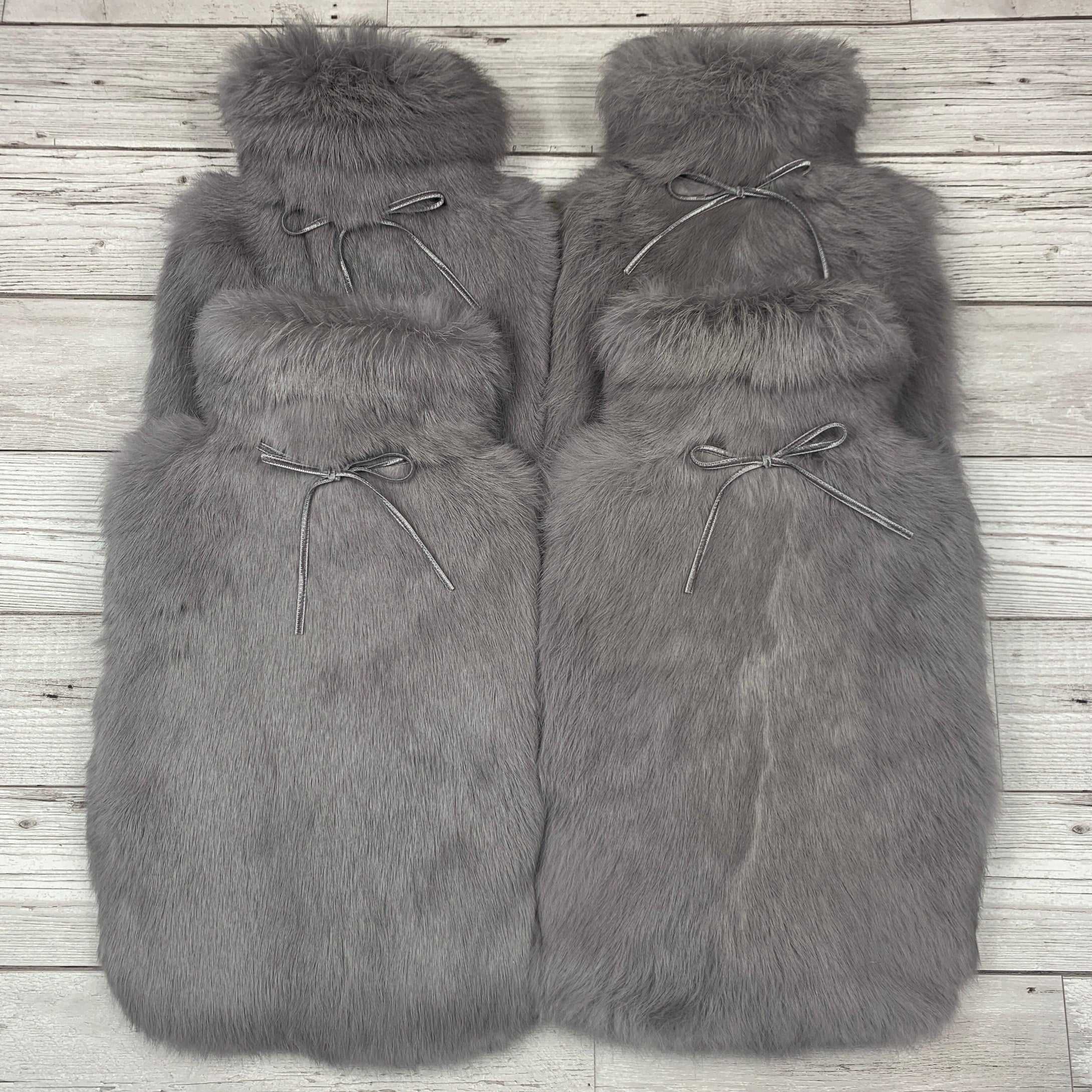 Set of 4 Cloud Grey Luxury Fur Hot Water Bottles - #304 - The Fur Hot Water Bottle Company
